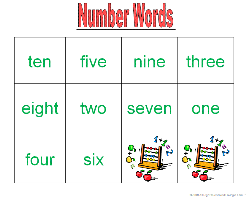 Learning New Words Number Words and Learning Videos